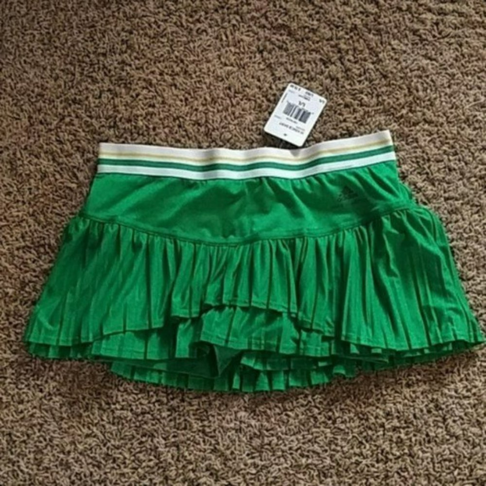 Nwt Adidas Stella McCartney Green Pleated Tennis Skirt Skort Shorts M Medium - Picture 7 of 10